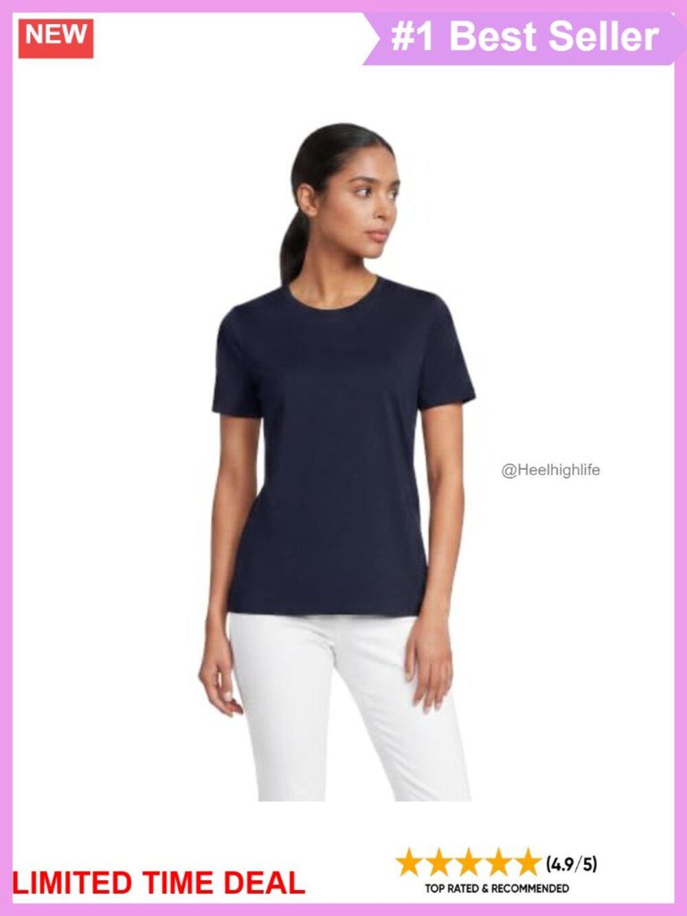 Lands' End Supima Cotton Crew Neck Short Sleeve Tee Relaxed Fit